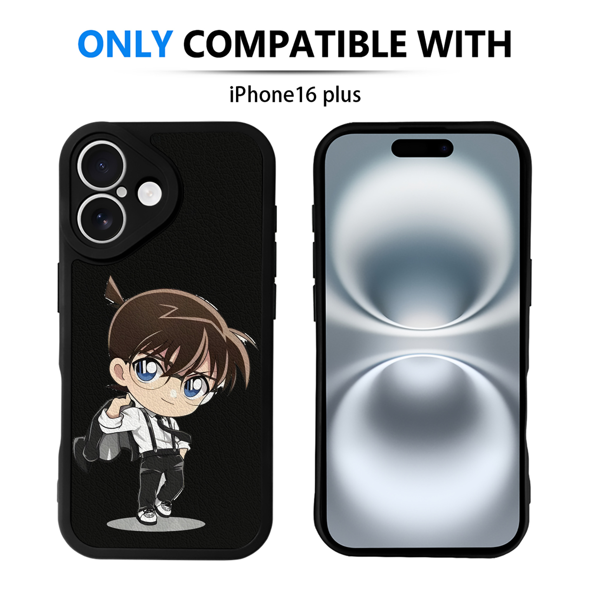 （画像用） 名探偵コナン 江戸川 コナン Detective Conan Conan Edogawa 【iPhone 16シリーズ対応】シリコンスマホケース（レザー調） 材質：シリコン